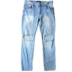 Aeropostale Blue Ripped Knee Distressed Denim Light Wash Skinny Jeans 32x30